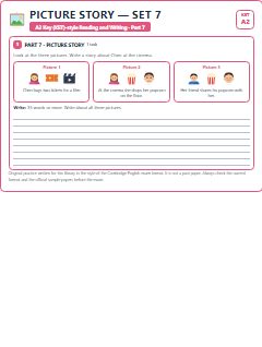 First page of KET Reading and Writing Part 7: Picture Story (Set 7), A2 exam practice