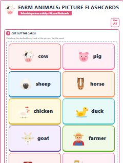 First page of Farm Animals: Picture Flashcards, A1 speaking cards