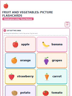 First page of Fruit and Vegetables: Picture Flashcards, A1 speaking cards