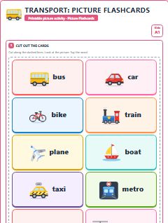First page of Transport: Picture Flashcards, A1 speaking cards