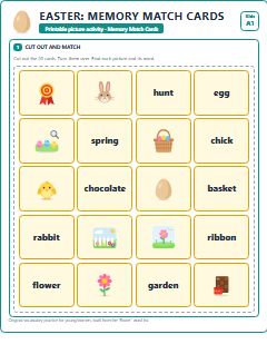 First page of Easter: Memory Match Cards, A1 speaking cards