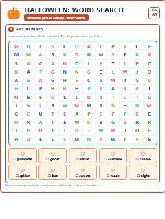 First page of Halloween: Word Search, A1 worksheet
