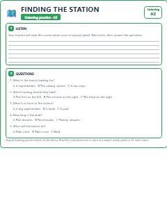 First page of Listening: Finding the Station, A2 listening task