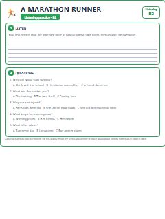 First page of Listening: A Marathon Runner, B2 listening task