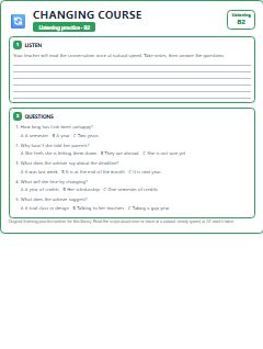 First page of Listening: Changing Course, B2 listening task