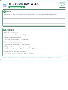 First page of Listening: The Four-day Week, B2 listening task