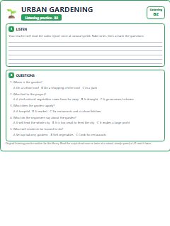 First page of Listening: Urban Gardening, B2 listening task