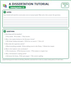 First page of Listening: A Dissertation Tutorial, C1 listening task