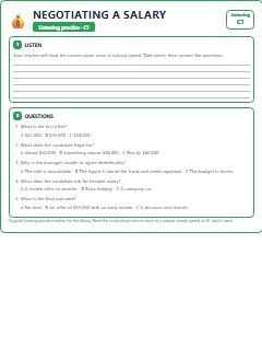 First page of Listening: Negotiating a Salary, C1 listening task