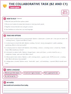 First page of Opener: The Collaborative Task (B2 and C1), B2 activity bank
