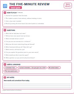 First page of Opener: The Five-Minute Review, A1 activity bank
