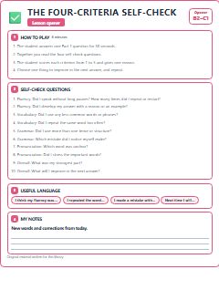 First page of Opener: The Four-Criteria Self-Check, B2 activity bank