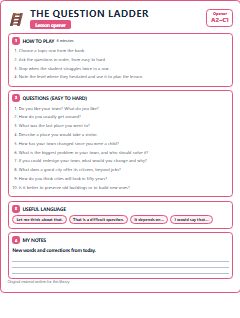 First page of Opener: The Question Ladder, A2 activity bank