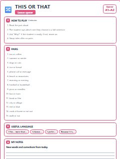 First page of Opener: This or That, A1 activity bank