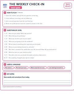 First page of Opener: The Weekly Check-In, A1 activity bank