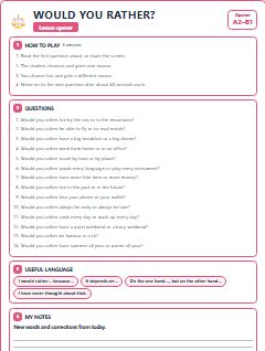 First page of Opener: Would You Rather?, A2 activity bank