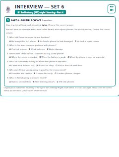 First page of PET Listening Part 4: Interview (Set 6), B1 exam practice