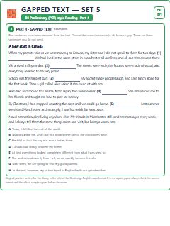 First page of PET Reading Part 4: Gapped Text (Set 5), B1 exam practice