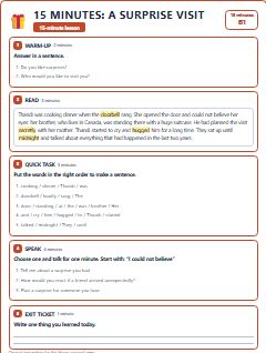 First page of 15 Minutes: A Surprise Visit, B1 lesson plan