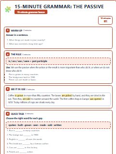 First page of 15-Minute Grammar: the passive, B1 lesson plan
