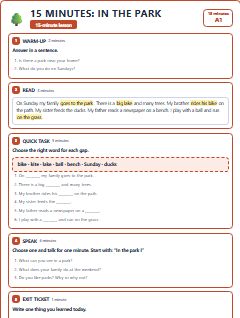 First page of 15 Minutes: In the Park, A1 lesson plan