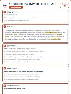 First page of 15 Minutes: Day of the Dead, B1 lesson plan