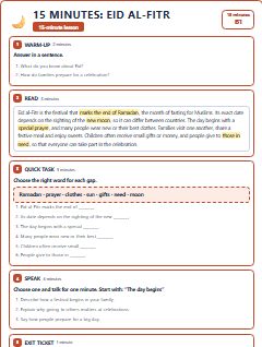 First page of 15 Minutes: Eid al-Fitr, B1 lesson plan
