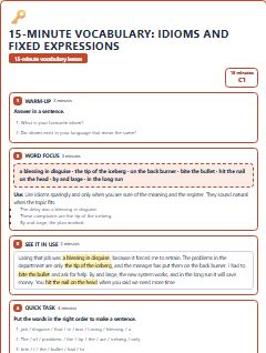First page of 15-Minute Vocabulary: idioms and fixed expressions, C1 lesson plan