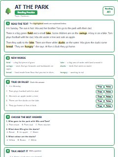 First page of At the Park, A1 reading text