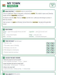 First page of My Town, A1 reading text