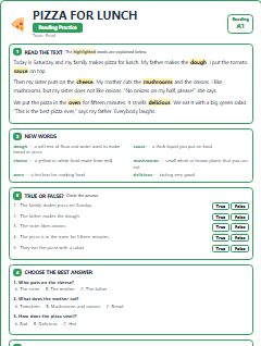 First page of Pizza for Lunch, A1 reading text