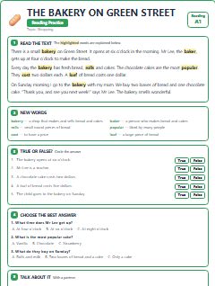 First page of The Bakery on Green Street, A1 reading text