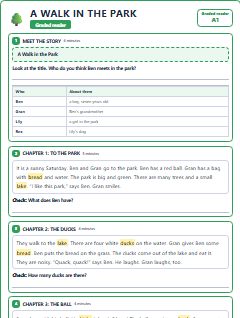 First page of Graded Reader: A Walk in the Park, A1 reading text