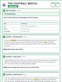 First page of Graded Reader: The Football Match, A2 reading text