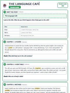 First page of Graded Reader: The Language Café, A2 reading text