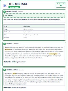 First page of Graded Reader: The Mistake, B2 reading text