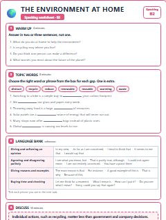 First page of Speaking: The Environment at Home, B2 worksheet