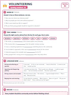 First page of Speaking: Volunteering, B2 worksheet