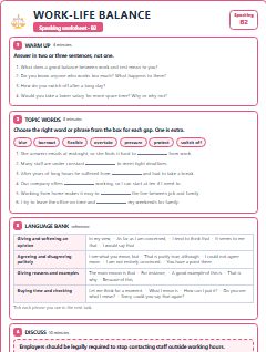 First page of Speaking: Work-life Balance, B2 worksheet