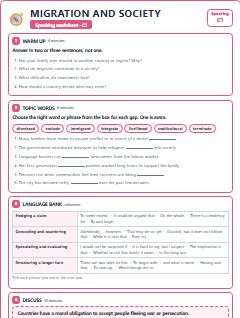 First page of Speaking: Migration and Society, C1 worksheet