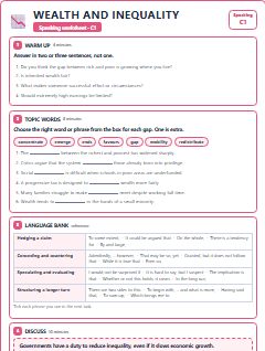 First page of Speaking: Wealth and Inequality, C1 worksheet