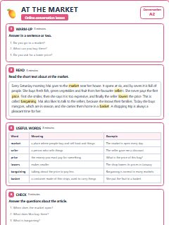 First page of Talk: At the Market, A2 lesson plan
