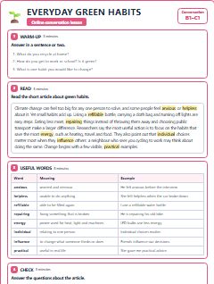 First page of Talk: Everyday Green Habits, B1 lesson plan