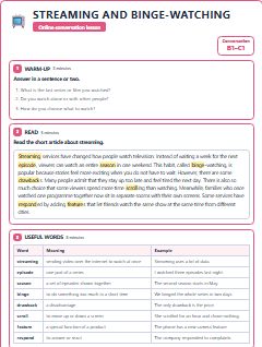 First page of Talk: Streaming and Binge-Watching, B1 lesson plan