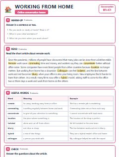 First page of Talk: Working from Home, B1 lesson plan