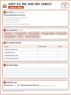 First page of Unit 01: Me and My Family, A1 lesson plan