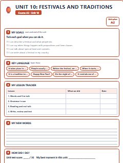 First page of Unit 10: Festivals and Traditions, A2 lesson plan