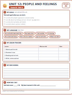 First page of Unit 12: People and Feelings, A2 lesson plan