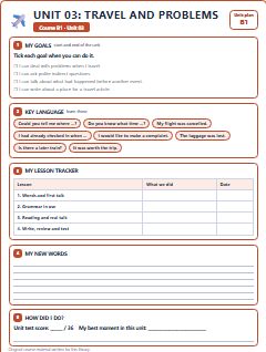 First page of Unit 03: Travel and Problems, B1 lesson plan