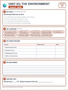 First page of Unit 05: The Environment, B1 lesson plan